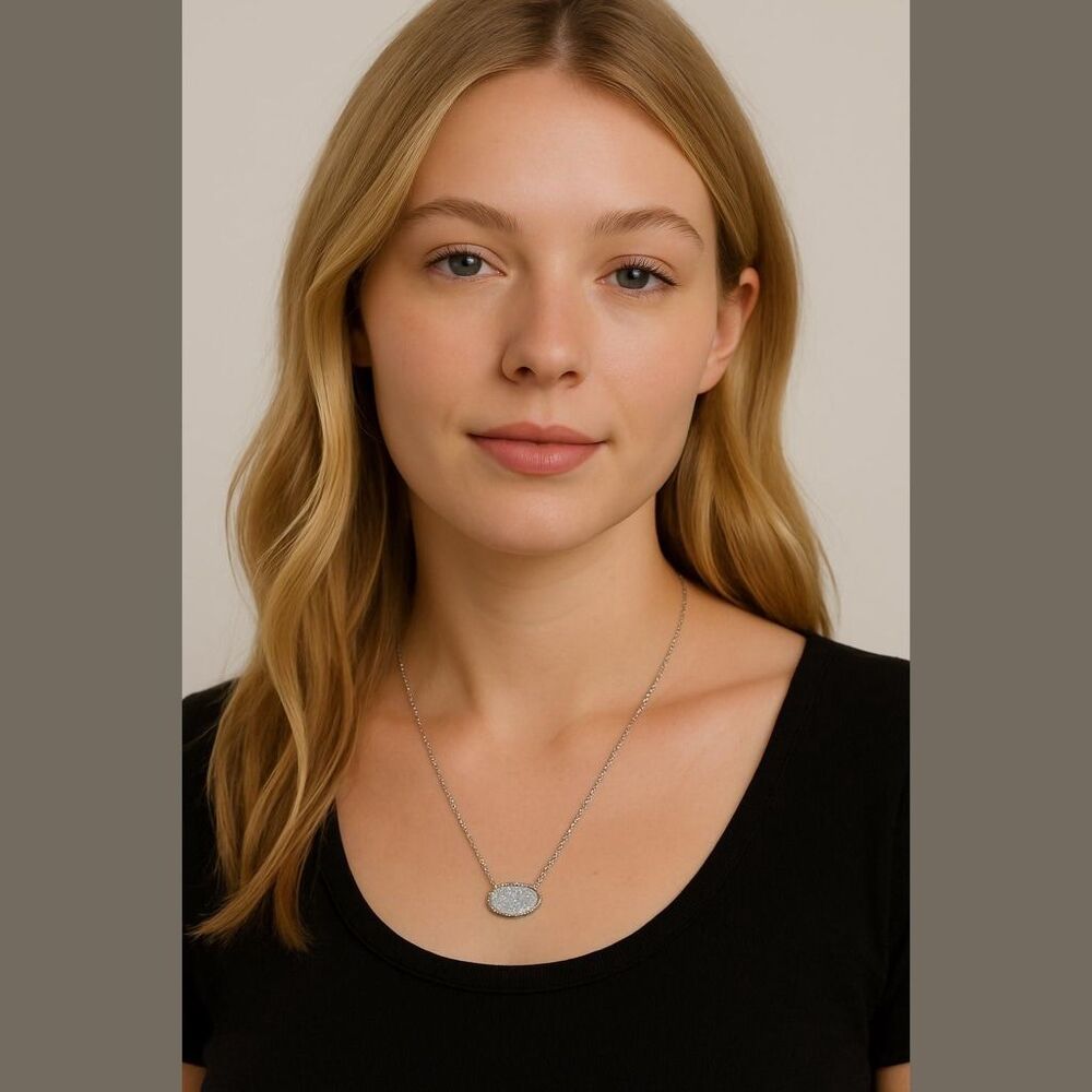 Women's Unbranded Black & Silver Druzy Pendant Necklace One Size